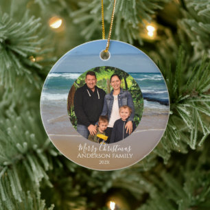 Gepersonaliseerde foto Strand Kerstversiering Keramisch Ornament