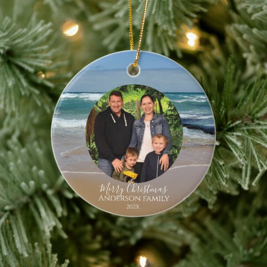 Gepersonaliseerde foto Strand Kerstversiering Keramisch Ornament (Boom)
