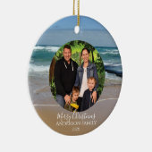 Gepersonaliseerde foto Strand Kerstversiering Keramisch Ornament (Rechts)