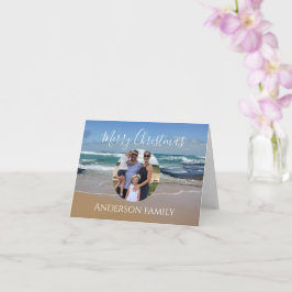 Gepersonaliseerde Foto Strand Ocean Christmas Kaar Kaart