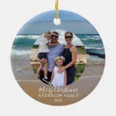 Gepersonaliseerde Foto Strand Ocean Christmas Kaar Keramisch Ornament (Achterkant)