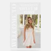 Gepersonaliseerde foto Sweet 16 Welkom Acryl Bord (Voorkant)