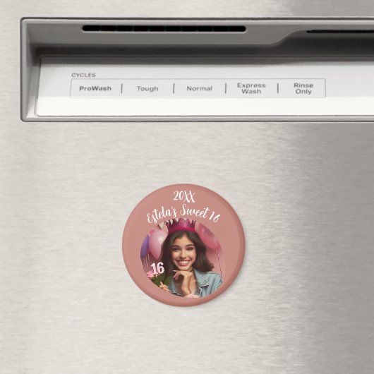 Gepersonaliseerde foto Sweet 16th Birthday Keepsak Magneet (Insitu (Vaatwasser))