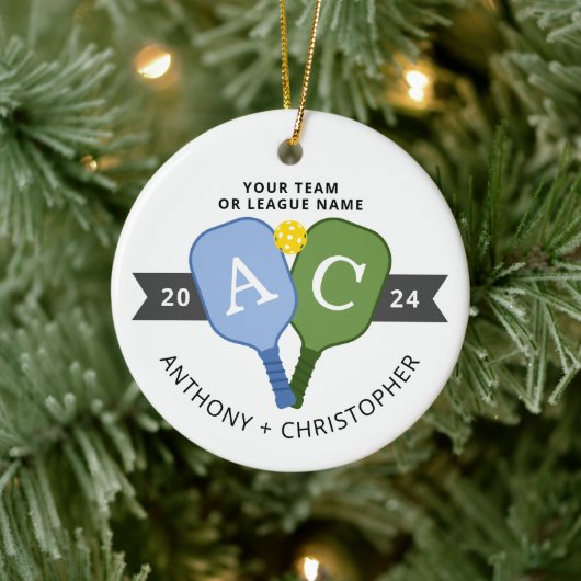 Gepersonaliseerde Foto Team Speler Pickleball Orna Keramisch Ornament (Boom)