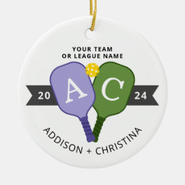 Gepersonaliseerde Foto Team Speler Pickleball Orna Keramisch Ornament
