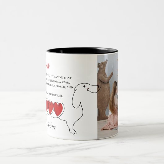 Gepersonaliseerde foto teckel Doxie Mom Definition Tweekleurige Koffiemok (Center)