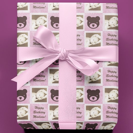 Gepersonaliseerde foto Teddy Bear Cadeaupapier