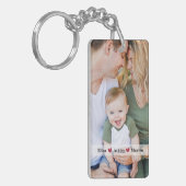 Gepersonaliseerde foto, tekst en hartfoto sleutelhanger (Voorkant Links)