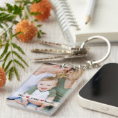 Gepersonaliseerde foto, tekst en hartfoto sleutelhanger (Voorkant Rechts)