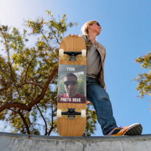 Gepersonaliseerde foto / tekst houten patroon afdr persoonlijk skateboard