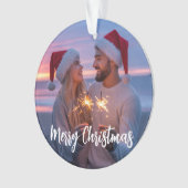 Gepersonaliseerde Foto & Tekst Kerstmis 2025 Aange Ornament (voorkant)