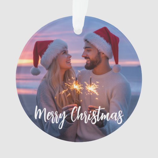 Gepersonaliseerde Foto & Tekst Kerstmis 2025 Aange Ornament (voorkant)