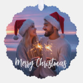 Gepersonaliseerde Foto & Tekst Kerstmis 2025 Aange Ornament Kaart (Voorkant)