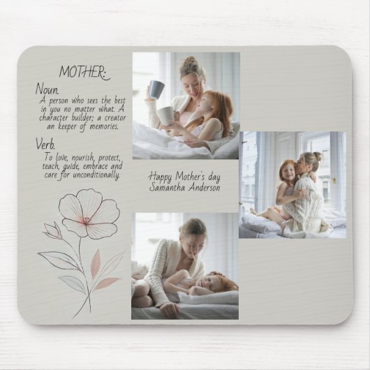 Gepersonaliseerde Foto & Tekst Mousepad–Moederdag Muismat (Voorkant)