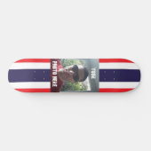 Gepersonaliseerde foto / tekst rood, wit en blauw persoonlijk skateboard (Horizontaal)