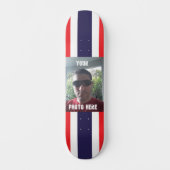 Gepersonaliseerde foto / tekst rood, wit en blauw persoonlijk skateboard (Voorkant)