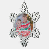 Gepersonaliseerde foto tin sneeuwvlok ornament (Rechts)