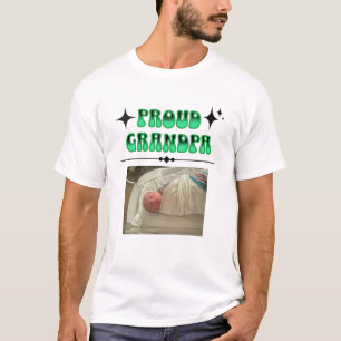 Gepersonaliseerde foto trotse opa retro stijl t-shirt