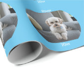 Gepersonaliseerde Foto Twee lijnen Tekst Aangepast Cadeaupapier (Rol Hoek)