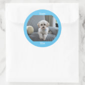 Gepersonaliseerde Foto Twee lijnen Tekst Aangepast Ronde Sticker (Tas)