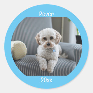 Gepersonaliseerde Foto Twee lijnen Tekst Aangepast Ronde Sticker