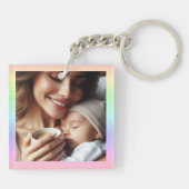 Gepersonaliseerde foto tweezijdige regenboog kleur sleutelhanger (Achterkant)