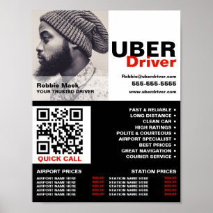 Gepersonaliseerde foto, Uber Driver - prijslijst Poster