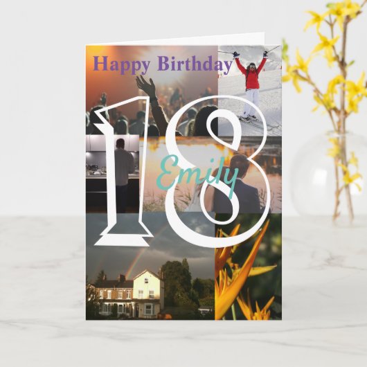 Gepersonaliseerde foto uploaden 18e verjaardag kaart (Gele Bloem)