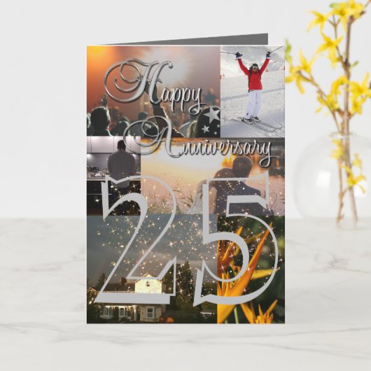 Gepersonaliseerde foto uploaden 25e Jubileum Kaart (Gele Bloem)