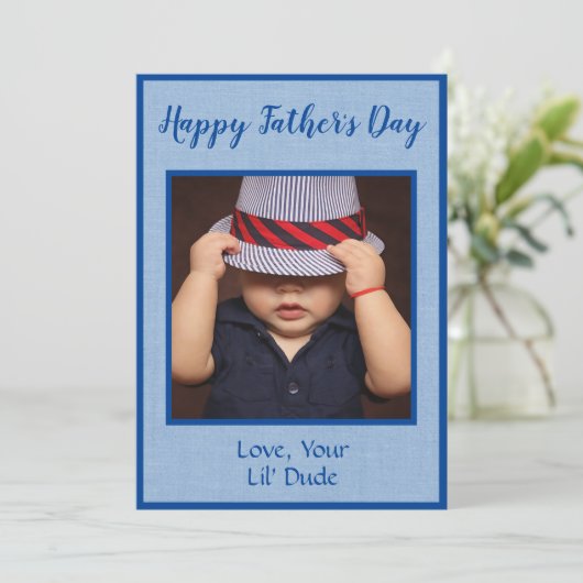 Gepersonaliseerde foto Vaderdag Feestdagenkaart (Staand voorkant)