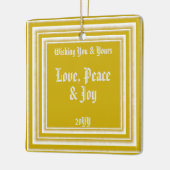 Gepersonaliseerde foto vakantie wensen,  goud keramisch ornament (Links)