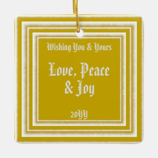 Gepersonaliseerde foto vakantie wensen,  goud keramisch ornament (Voorkant)