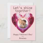 Gepersonaliseerde Foto Valentijnsdag Disco Hart Feestdagenkaart (Voorkant)