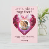 Gepersonaliseerde Foto Valentijnsdag Disco Hart Feestdagenkaart (Staand voorkant)