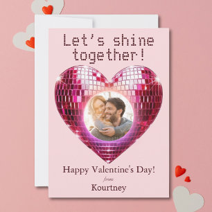 Gepersonaliseerde Foto Valentijnsdag Disco Hart Feestdagenkaart