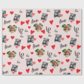 Gepersonaliseerde Foto Valentijns's Roze & Rood Cadeaupapier (Vlak)