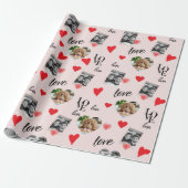 Gepersonaliseerde Foto Valentijns's Roze & Rood Cadeaupapier (Uitgerold)