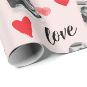 Gepersonaliseerde Foto Valentijns's Roze & Rood Cadeaupapier (Rol Hoek)
