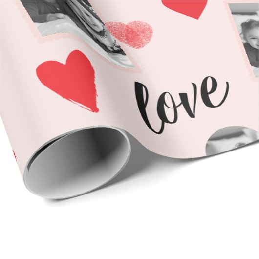 Gepersonaliseerde Foto Valentijns's Roze & Rood Cadeaupapier (Rol Hoek)