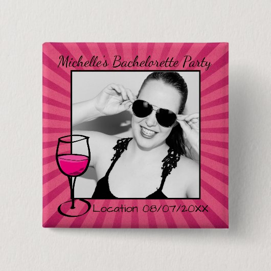 Gepersonaliseerde foto van Bachelorette Vierkante Button 5,1 Cm (Voorkant)