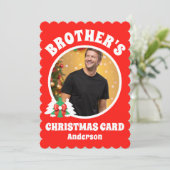 Gepersonaliseerde foto van de broer Kerstmis Feestdagenkaart (Staand voorkant)