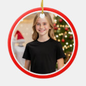 Gepersonaliseerde foto van de dochter kerstboom keramisch ornament (Achterkant)
