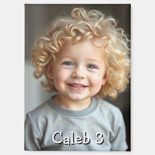 Gepersonaliseerde foto van het kind, naam en leeft magneet (Voorkant)