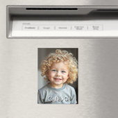 Gepersonaliseerde foto van het kind, naam en leeft magneet (Insitu (Vaatwasser))