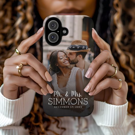 Gepersonaliseerde foto van Mr en Mrs Monogram Wedd Case-Mate iPhone Case