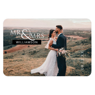 Gepersonaliseerde foto van Mr & Mrs Monogram Weddi Magneet