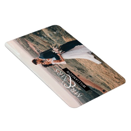 Gepersonaliseerde foto van Mr & Mrs Monogram Weddi Magneet (Rechterzijde)