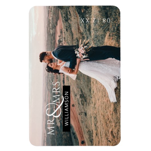 Gepersonaliseerde foto van Mr & Mrs Monogram Weddi Magneet (Verticaal)