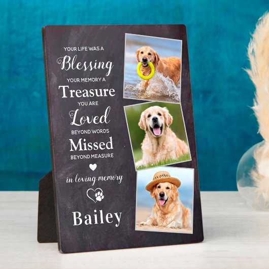 Gepersonaliseerde foto van Pet Loss Gift Dog Memor Fotoplaat