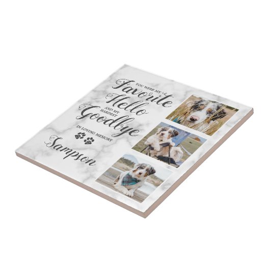 Gepersonaliseerde foto van Pet Memorial Collage Tegeltje (Zijkant)